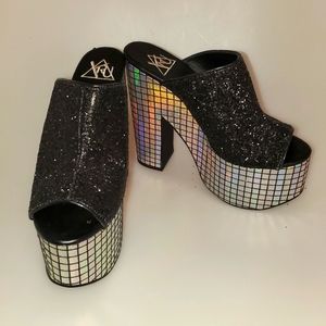 YRU Holographic black platforms size 8